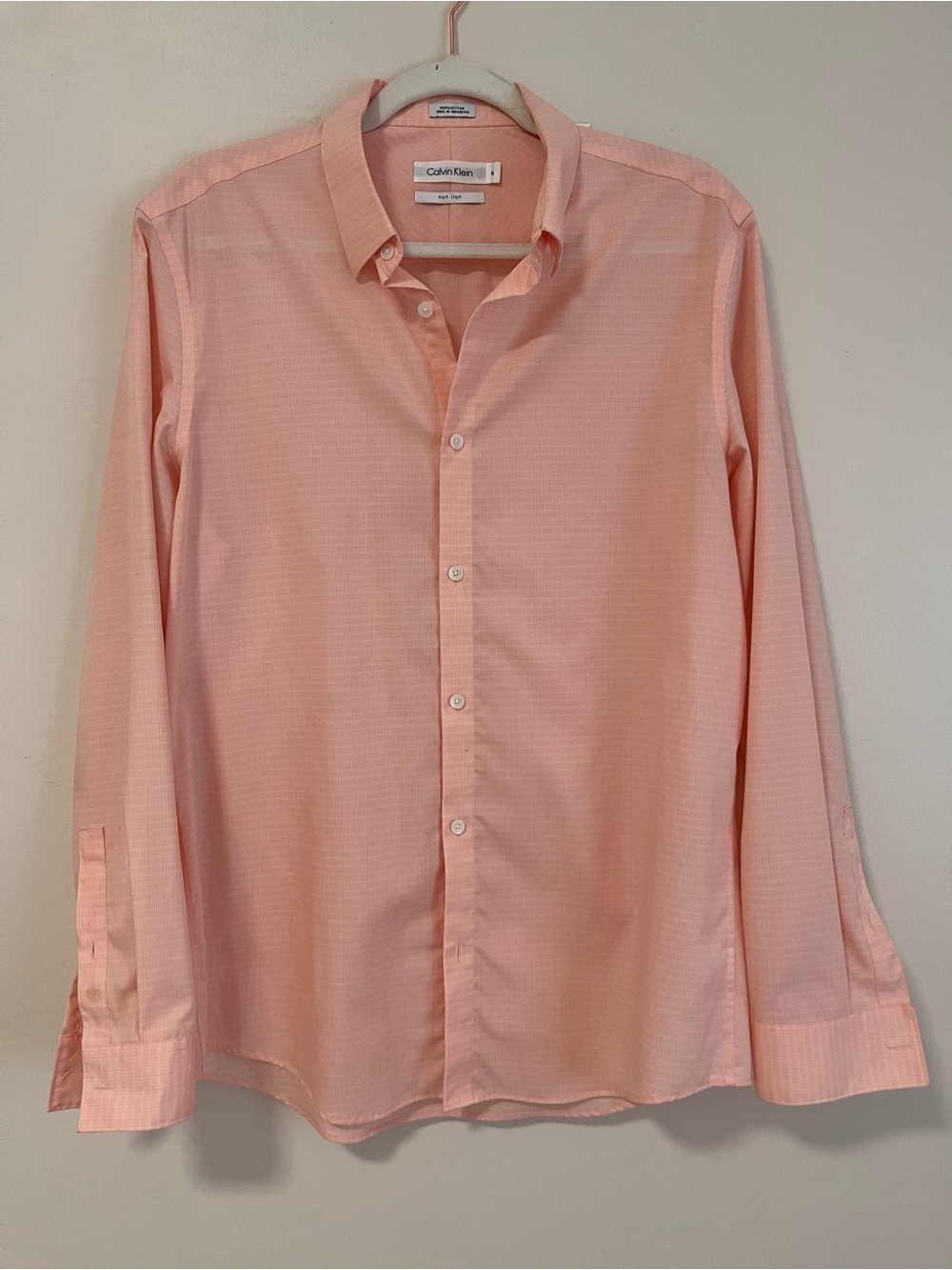 Calvin Klein Men’s Light Peach Long Sleeve Button-Down Shirt